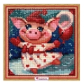 Алмазная вышивка камнями АЛМАЗНАЯ ЖИВОПИСЬ "Веселая-свинка"