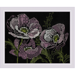 Набор для вышивания нитками РИОЛИС "Кружевные маки", СС-1991, Риолис, Картины