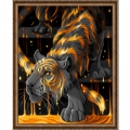 Алмазная вышивка камнями  АЛМАЗНАЯ ЖИВОПИСЬ "Тигр в золоте"