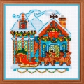 Набор для вышивания нитками РИОЛИС "Домик с санями"