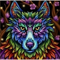 Алмазная вышивка камнями  АЛМАЗНАЯ ЖИВОПИСЬ "Радужный волк"