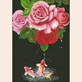 Алмазная мозаика ПАУТИНКА "Карпы и розы"
