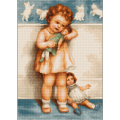 Набор для вышивания крестом Luca-S "Девочка с куклой"