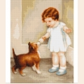 Набор для вышивания крестом Luca-S "Девочка с собакой"