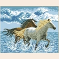 Алмазная вышивка камнями АЛМАЗНАЯ ЖИВОПИСЬ  "Лошади"
