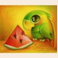 Алмазная вышивка камнями АЛМАЗНАЯ ЖИВОПИСЬ «Попугай с арбузом»