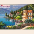 Алмазная вышивка камнями  АЛМАЗНАЯ ЖИВОПИСЬ "Озеро Комо"
