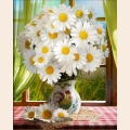 Алмазная вышивка камнями АЛМАЗНАЯ ЖИВОПИСЬ "Ромашки у окна"