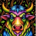 Алмазная вышивка камнями  АЛМАЗНАЯ ЖИВОПИСЬ "Радужный бык"