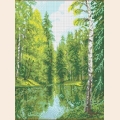 Схема для вышивания нитками КАРОЛИНКА "Озеро в лесу"