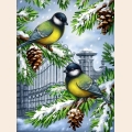 Алмазная вышивка камнями АЛМАЗНАЯ ЖИВОПИСЬ "Синички зимой"