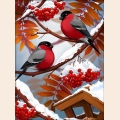 Алмазная вышивка камнями АЛМАЗНАЯ ЖИВОПИСЬ "Снегири зимой"