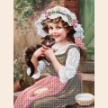 Схема для вышивания бисером АНГЕЛИКА "Девочка с котенком"