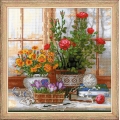 Набор для вышивания нитками РИОЛИС "Крокусы на окошке" 