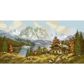 Алмазная вышивка камнями АЛМАЗНАЯ ЖИВОПИСЬ «Дом у озера» 