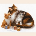 Набор для вышивания нитками РИОЛИС "Кошка с котятами" 