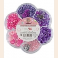 Набор бусин для рукоделия HOBBIUS "Цветок" FBE №01 розовый/фиолетовый