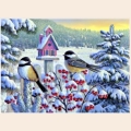 Алмазная вышивка камнями АЛМАЗНАЯ ЖИВОПИСЬ «Синицы на рябине»