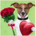 Алмазная вышивка камнями АЛМАЗНАЯ ЖИВОПИСЬ «Пес с букетом» АЖ-1308
