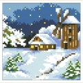 Алмазная вышивка камнями АЛМАЗНАЯ ЖИВОПИСЬ «Домик на снегу"