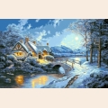 Алмазная вышивка камнями Алмазная живопись «Зимняя ночь»*